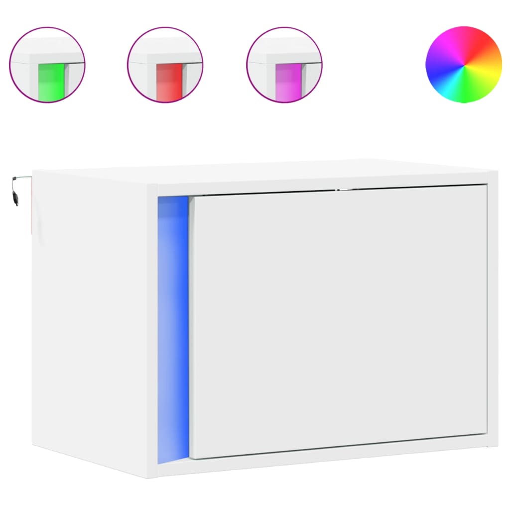 Vegghengte nattbord med LED-lys 2 stk hvit