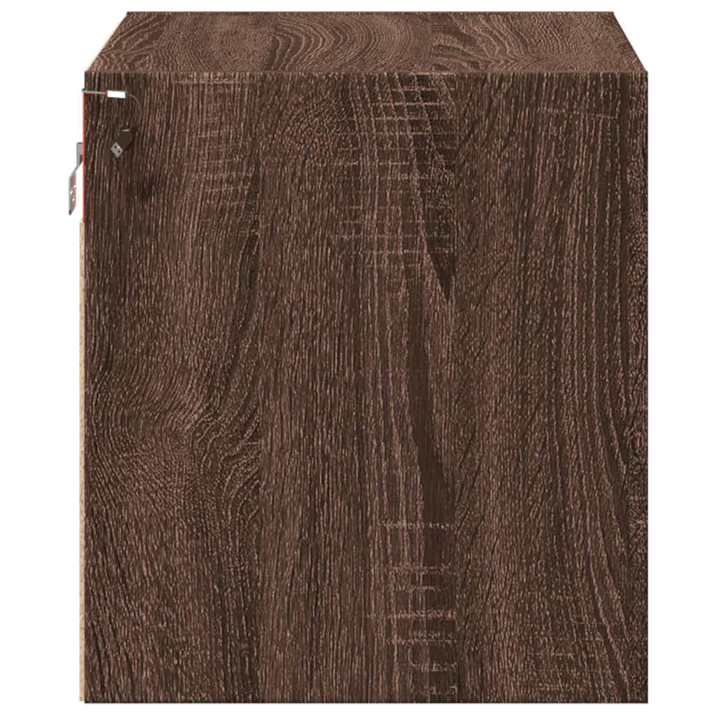 Vegghengte nattbord med LED-lys 2 stk brun eik