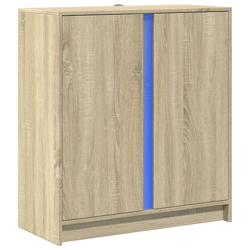 Skjenk med LED sonoma eik 77x34x85 cm konstruert tre
