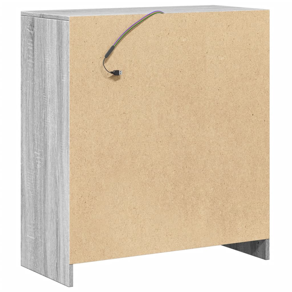 Skjenk med LED grå sonoma 77x34x85 cm konstruert tre