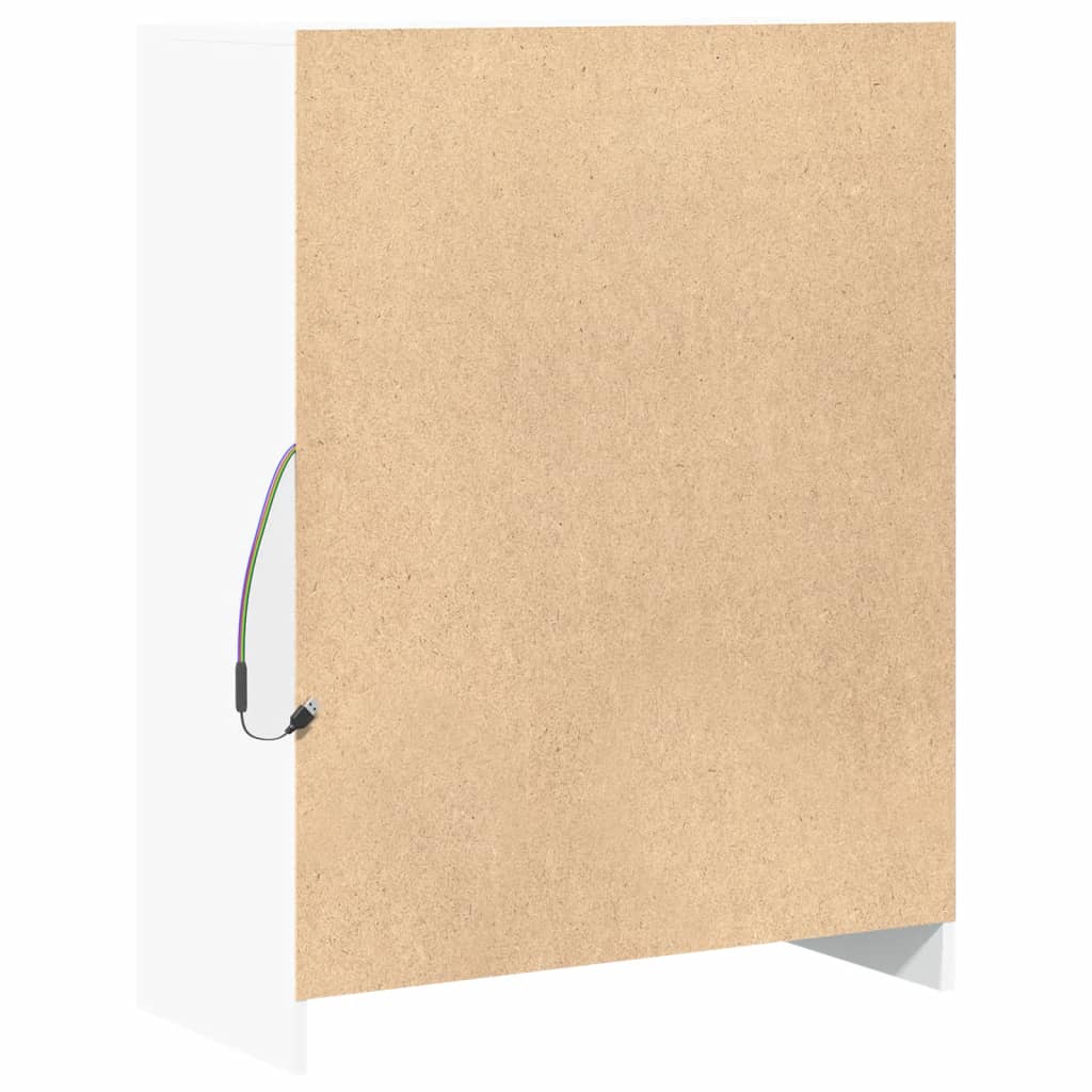 Skjenk med LED hvit 77x34x100 cm konstruert tre