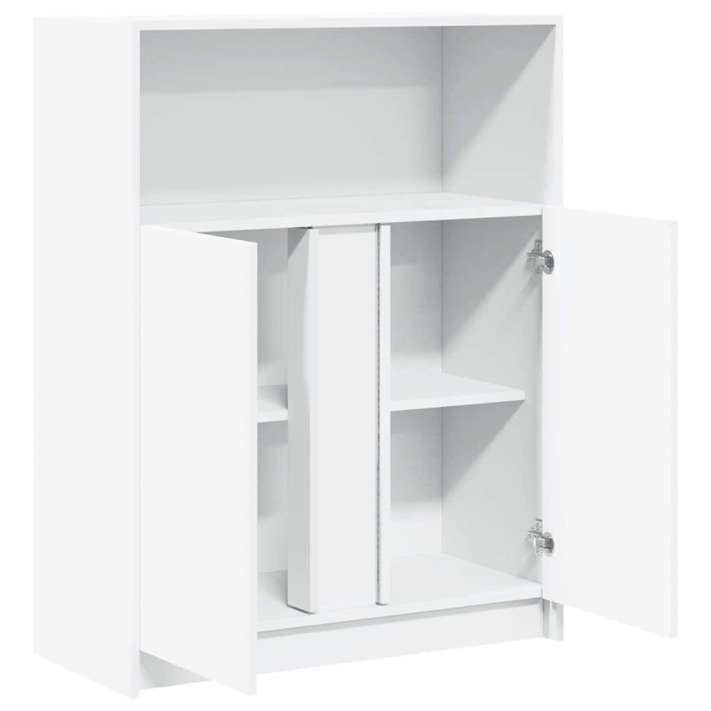 Skjenk med LED hvit 77x34x100 cm konstruert tre