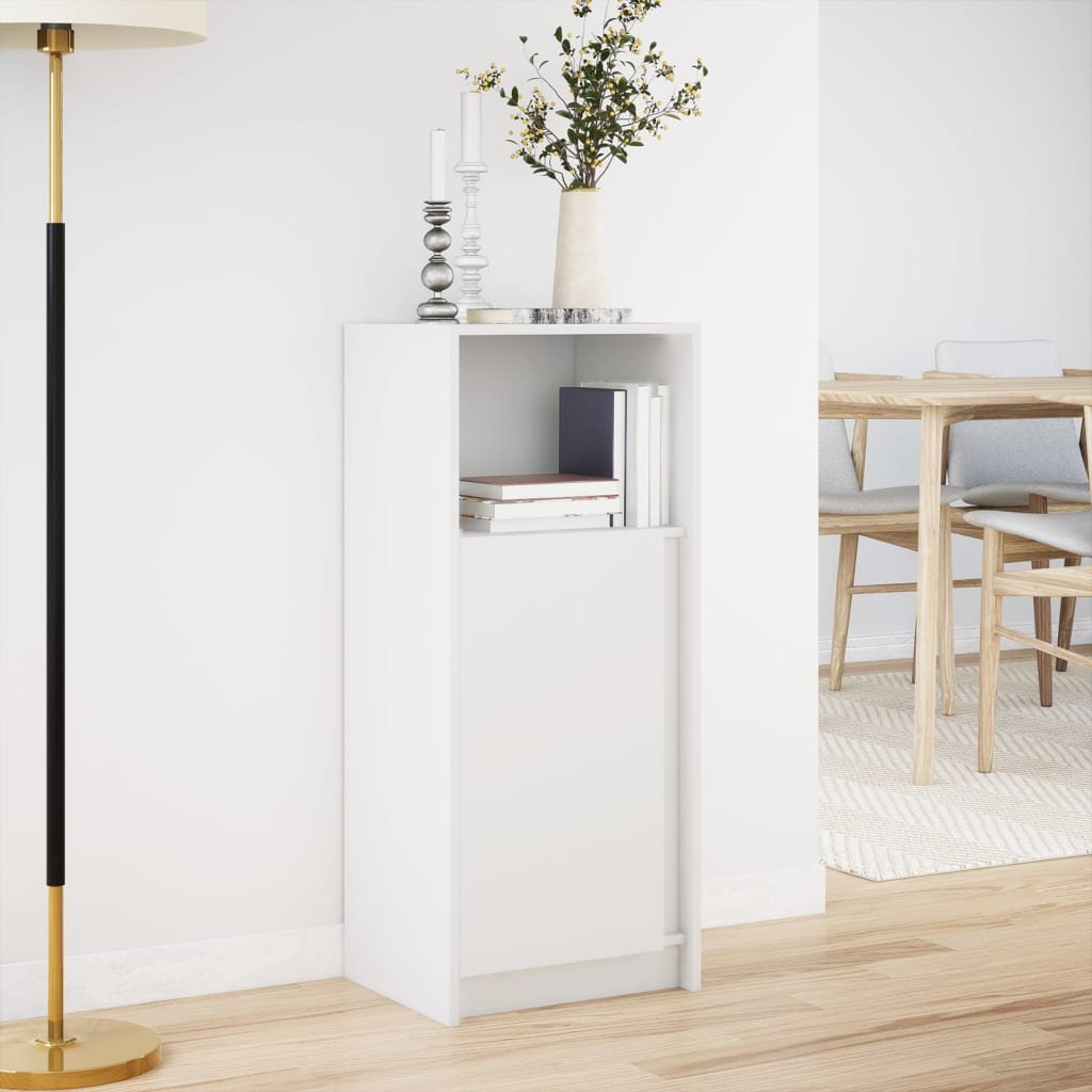 Skjenk med LED hvit 42,5x34x100 cm konstruert tre
