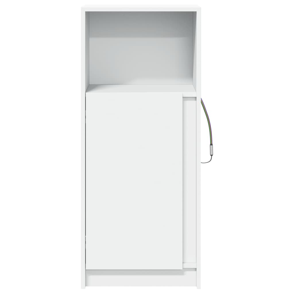 Skjenk med LED hvit 42,5x34x100 cm konstruert tre