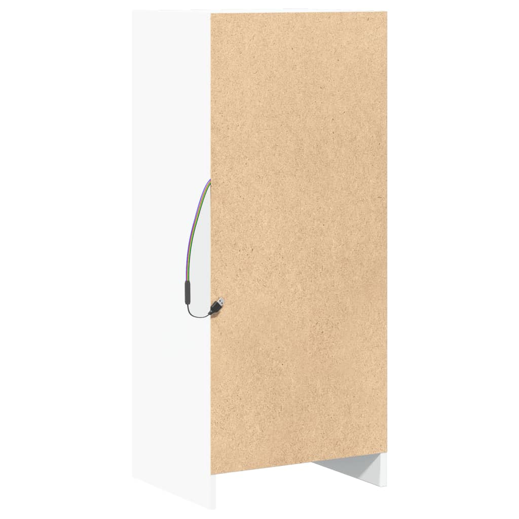 Skjenk med LED hvit 42,5x34x100 cm konstruert tre