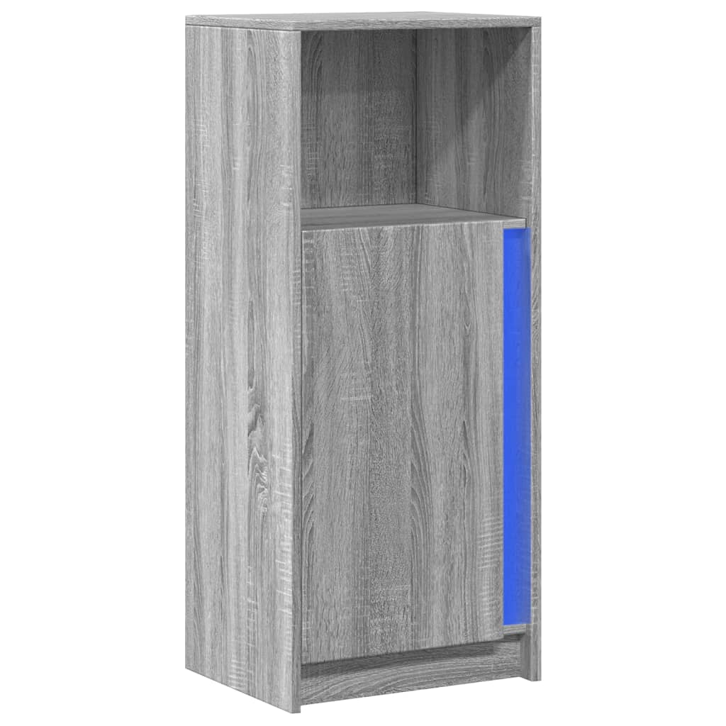 Skjenk med LED grå sonoma 42,5x34x100 cm konstruert tre