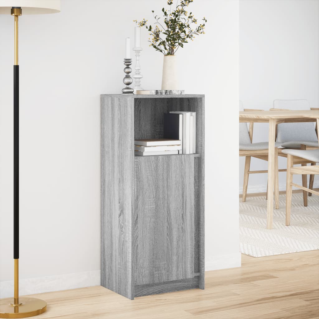 Skjenk med LED grå sonoma 42,5x34x100 cm konstruert tre