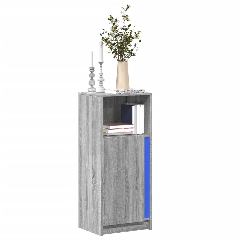 Skjenk med LED grå sonoma 42,5x34x100 cm konstruert tre