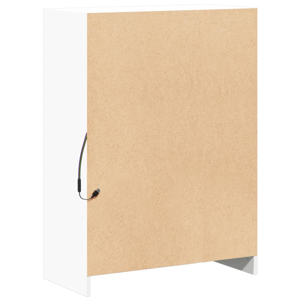Skjenk med LED hvit 72x34x100 cm konstruert tre