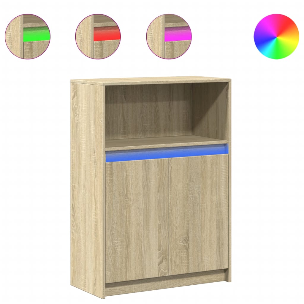 Skjenk med LED sonoma eik 72x34x100 cm konstruert tre