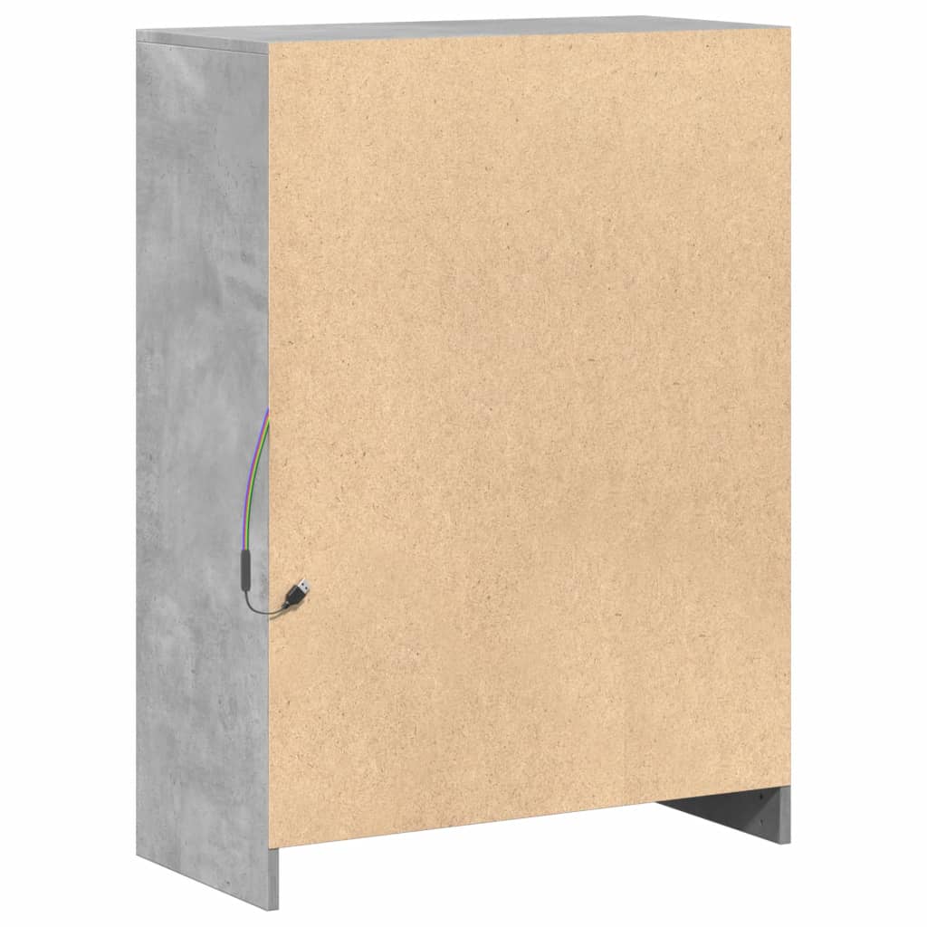 Skjenk med LED betonggrå 72x34x100 cm konstruert tre