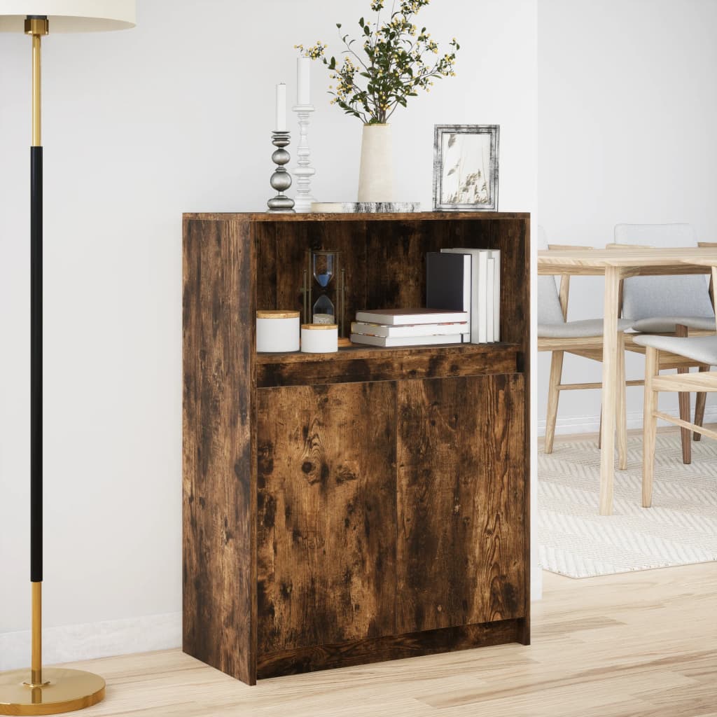 Skjenk med LED røkt eik 72x34x100 cm konstruert tre
