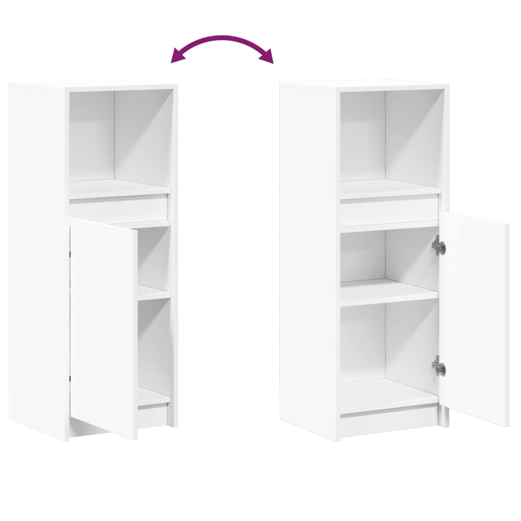 Skjenk med LED hvit 38x34x100 cm konstruert tre