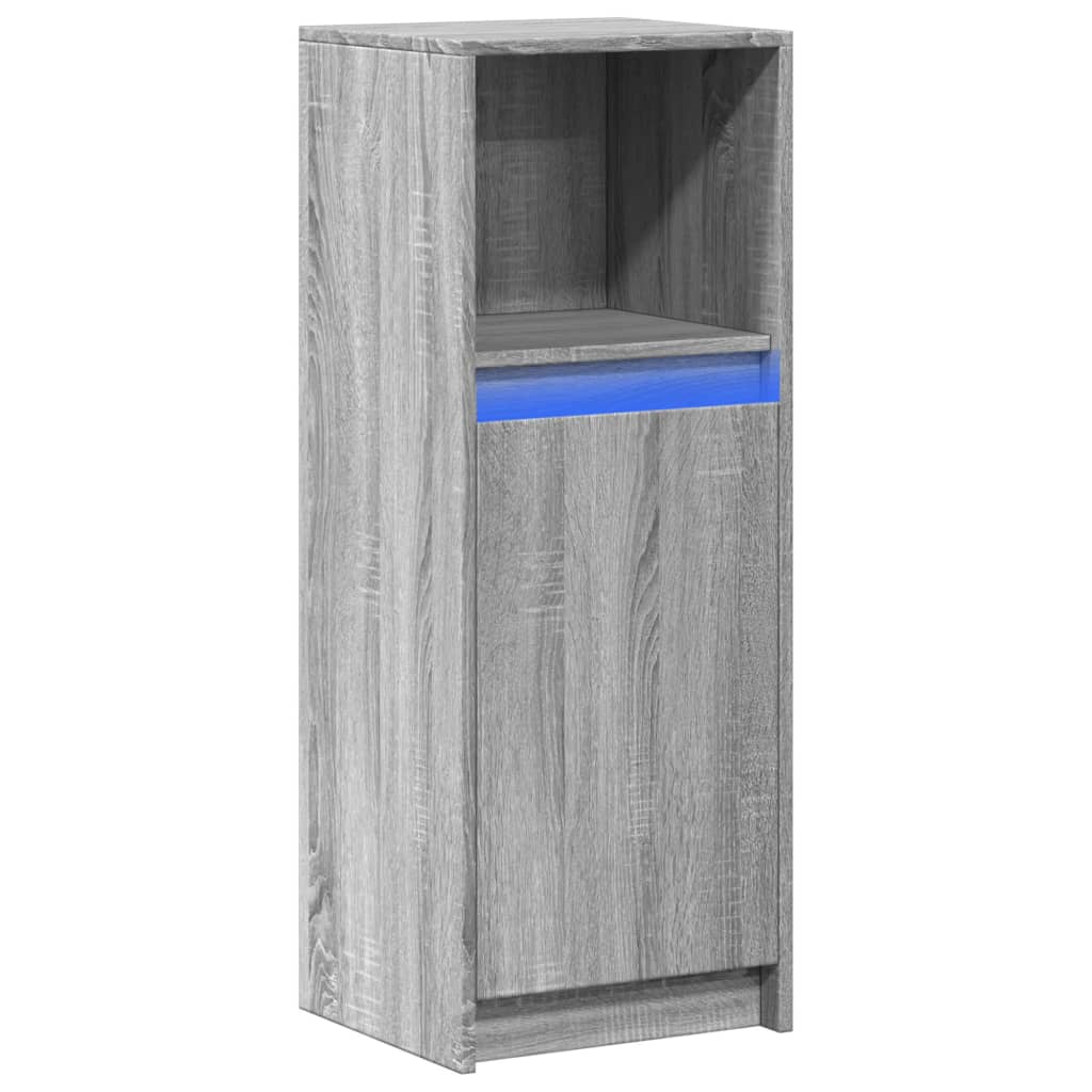 Skjenk med LED grå sonoma 38x34x100 cm konstruert tre