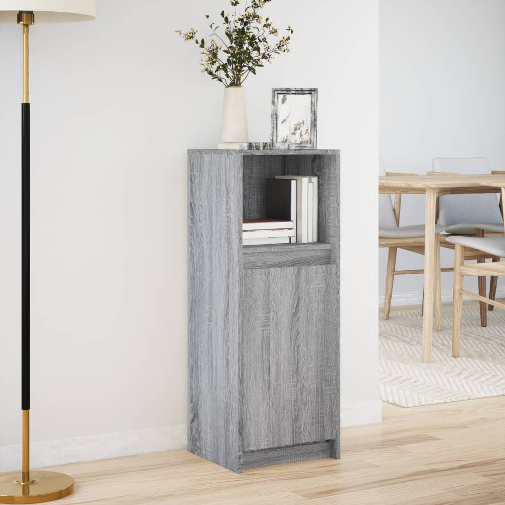 Skjenk med LED grå sonoma 38x34x100 cm konstruert tre