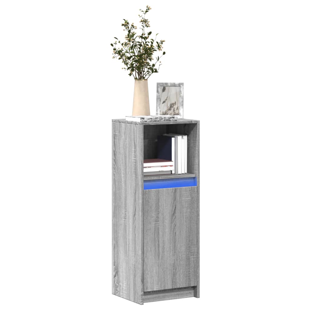 Skjenk med LED grå sonoma 38x34x100 cm konstruert tre