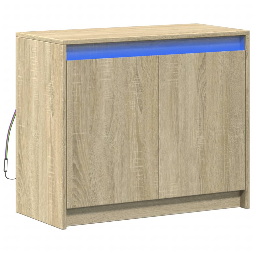Skjenk med LED sonoma eik 72x34x61 cm konstruert tre