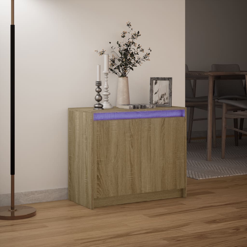 Skjenk med LED sonoma eik 72x34x61 cm konstruert tre