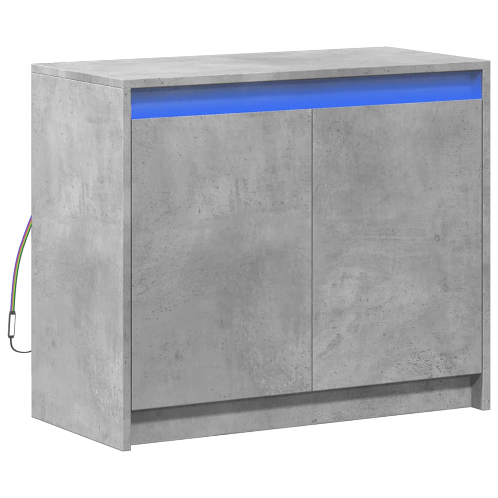 Skjenk med LED betonggrå 72x34x61 cm konstruert tre