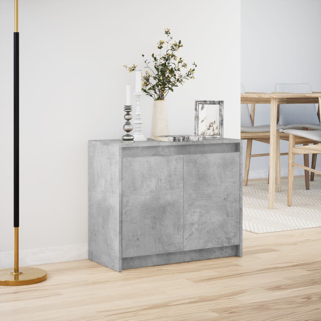 Skjenk med LED betonggrå 72x34x61 cm konstruert tre