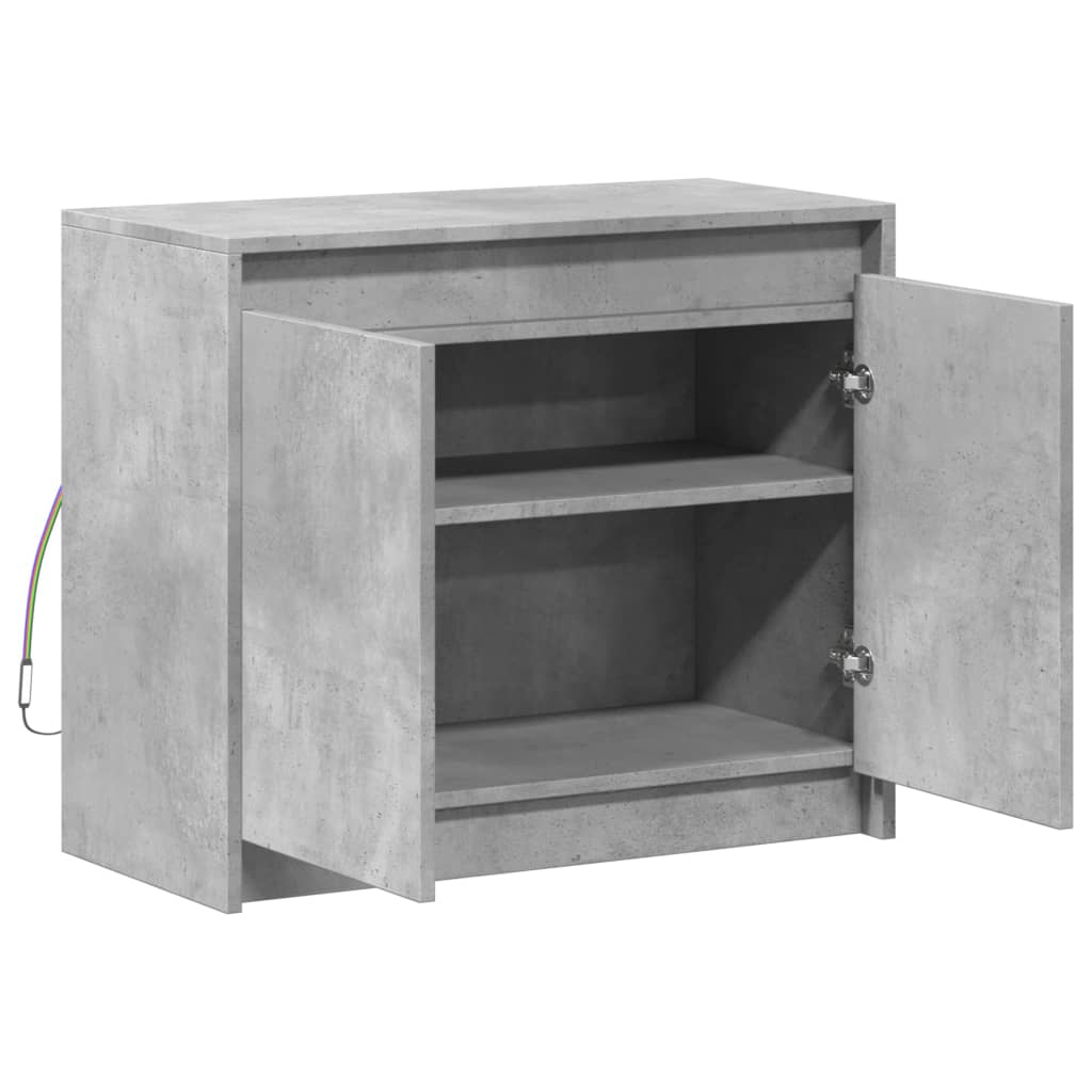 Skjenk med LED betonggrå 72x34x61 cm konstruert tre