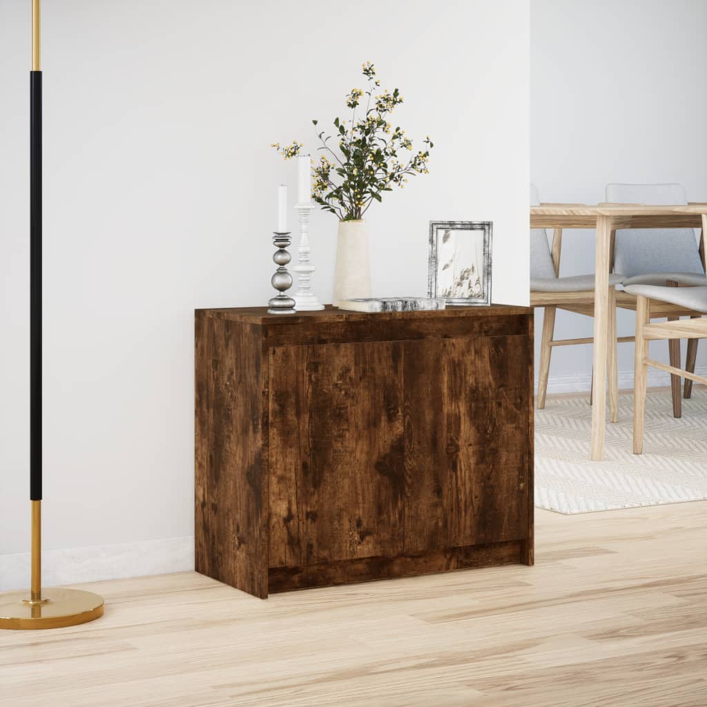 Skjenk med LED røkt eik 72x34x61 cm konstruert tre