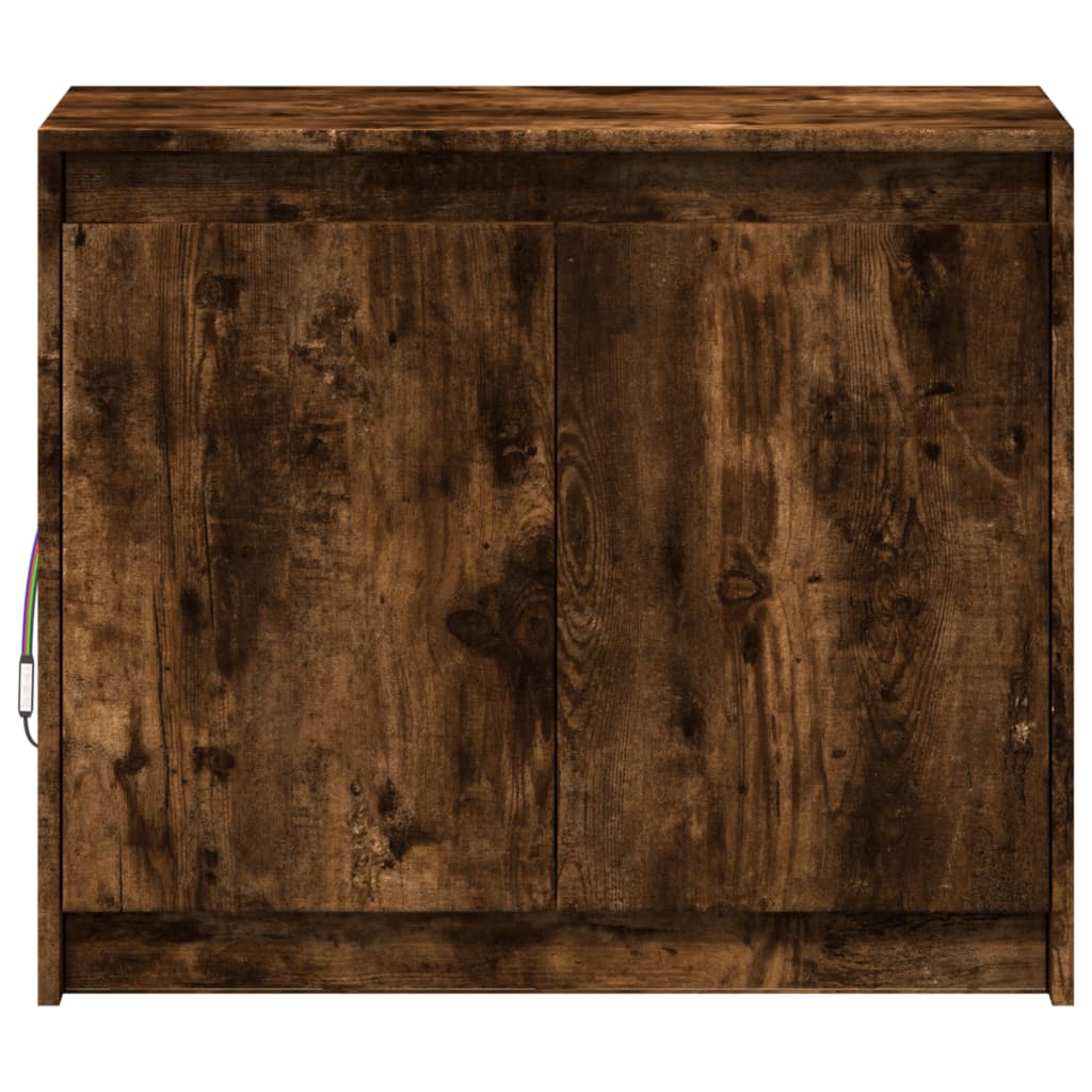 Skjenk med LED røkt eik 72x34x61 cm konstruert tre