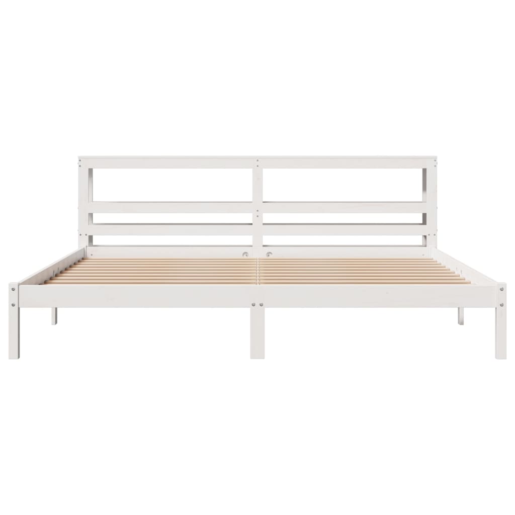 Sengeramme med madrass hvit 200x200 cm heltre furu