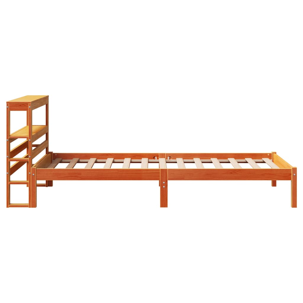 Sengeramme med hodegavl voksbrun 100x200 cm heltre furu