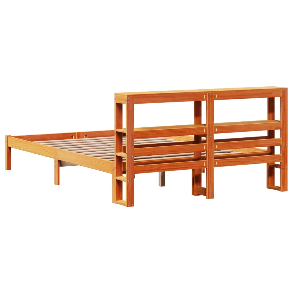 Sengeramme med hodegavl voksbrun 160x200 cm heltre furu