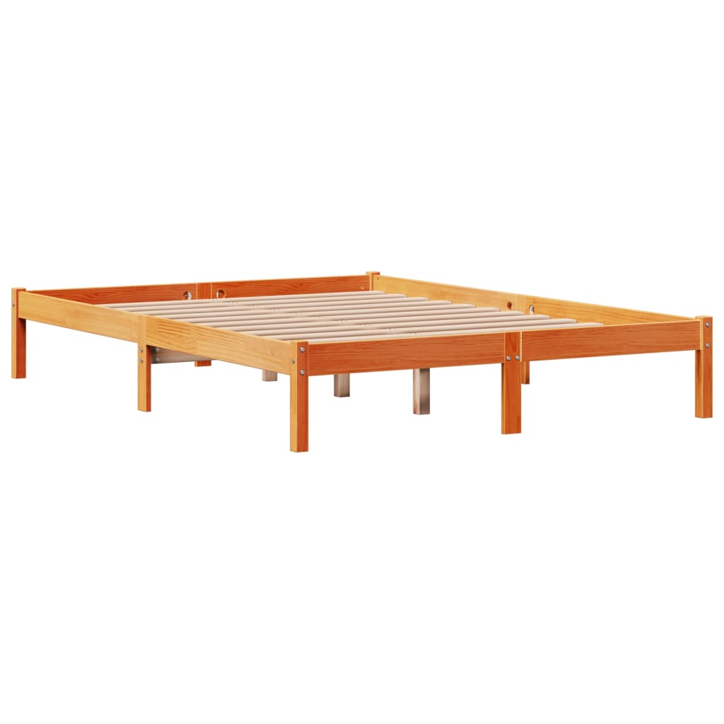 Sengeramme med hodegavl voksbrun 160x200 cm heltre furu