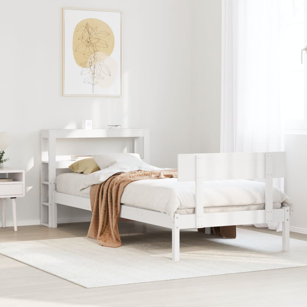 Sengeramme uten madrass hvit 90x190 cm heltre furu