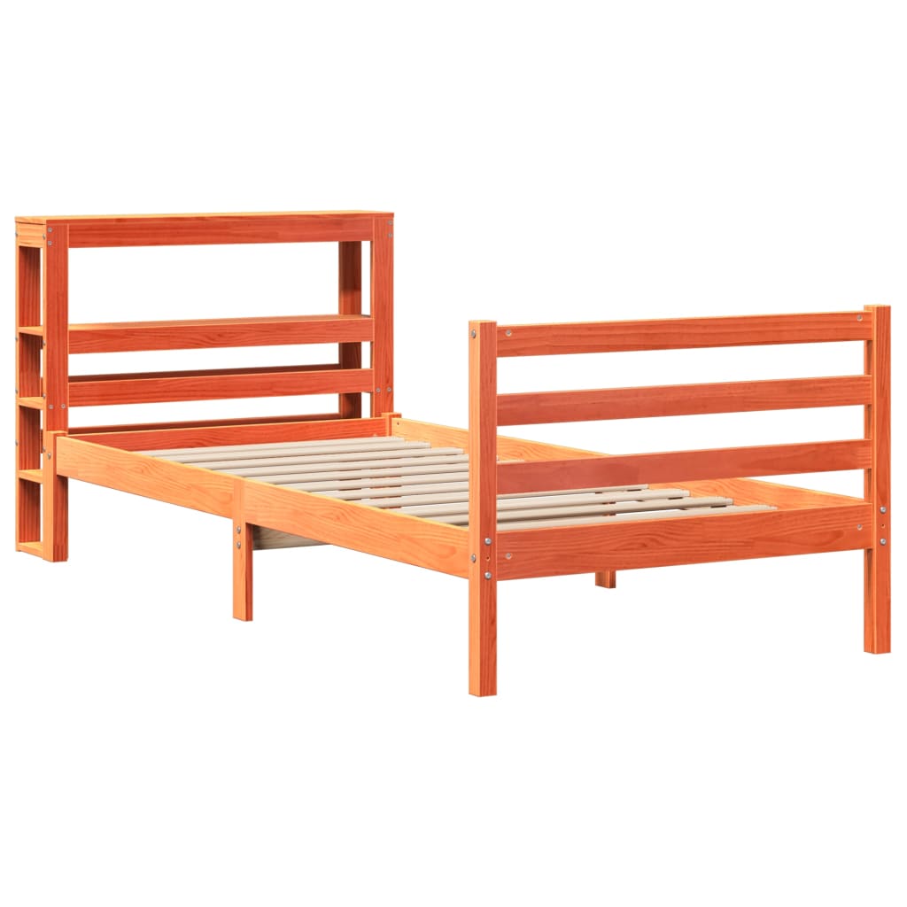 Sengeramme uten madrass voksbrun 75x190 cm heltre furu