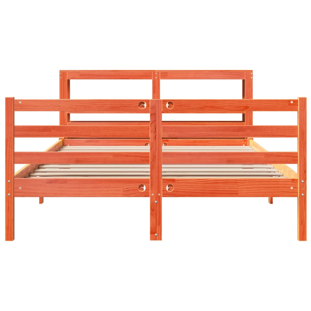 Sengeramme uten madrass voksbrun 120x190 cm heltre furu
