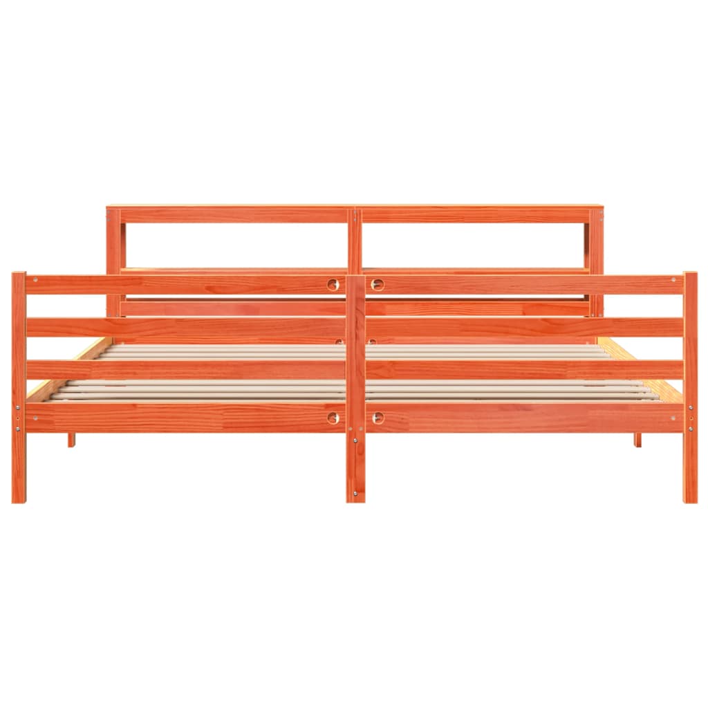 Sengeramme uten madrass voksbrun 200x200 cm heltre furu