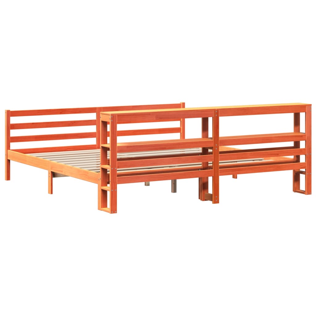 Sengeramme uten madrass voksbrun 200x200 cm heltre furu