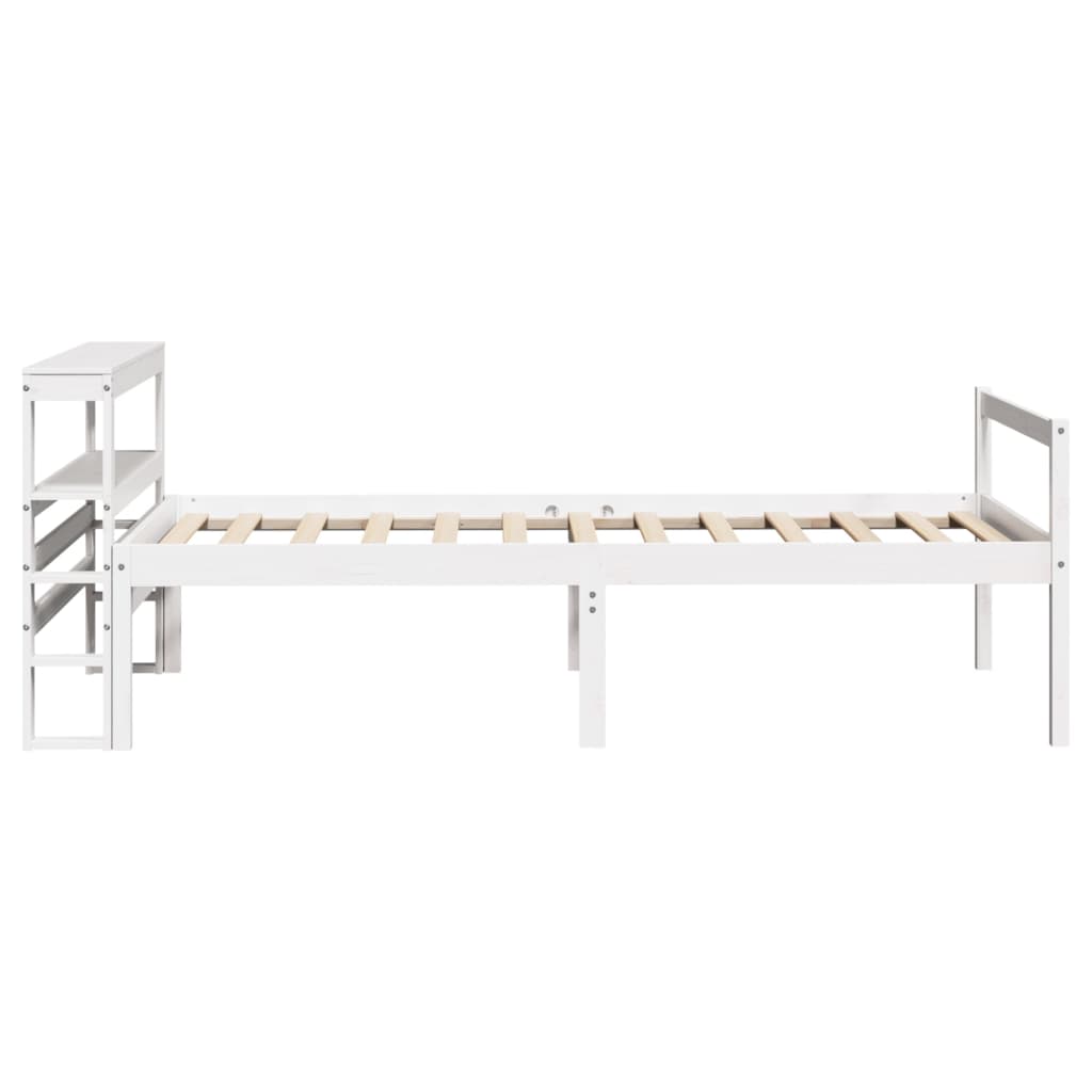 Seniorseng med hodegavl hvit 75x190 cm heltre furu