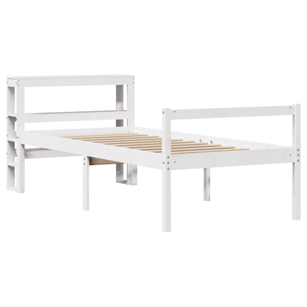 Seniorseng med hodegavl hvit 90x190 cm heltre furu