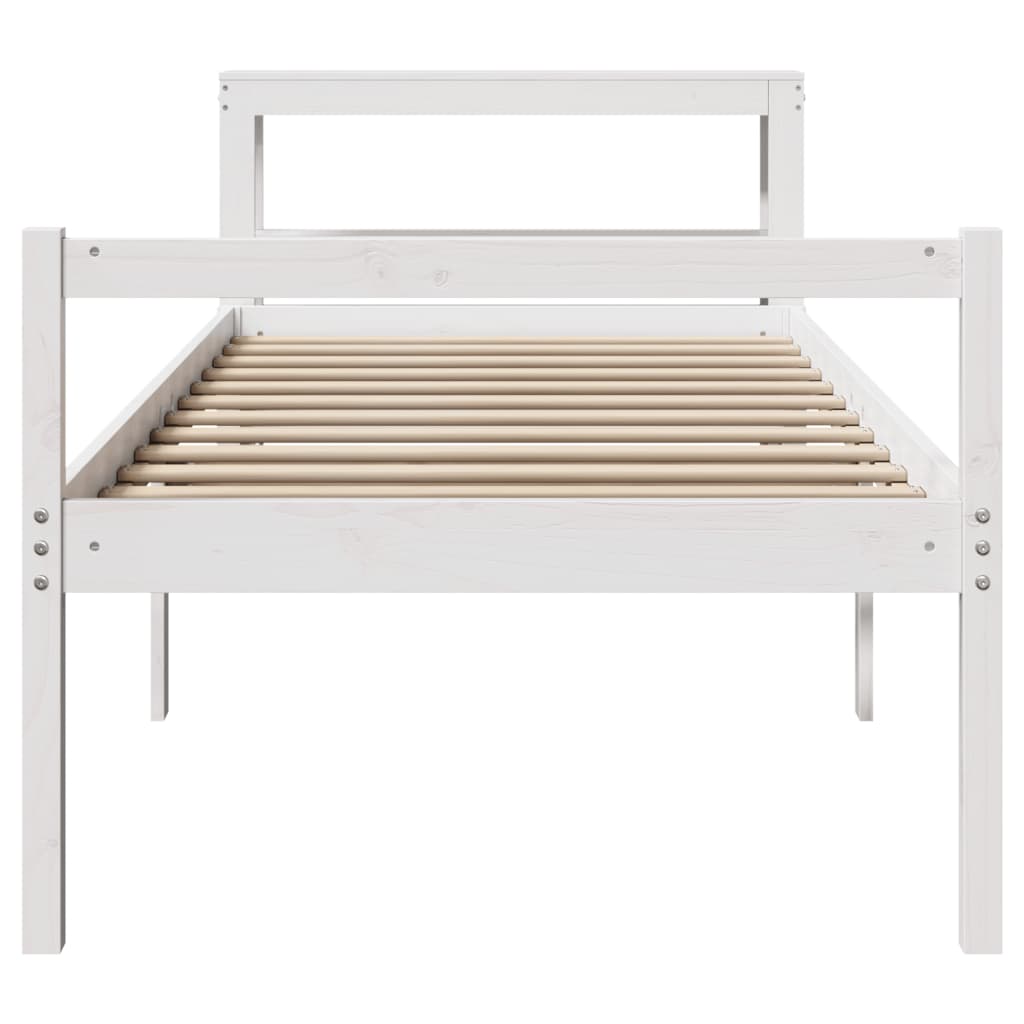 Seniorseng med hodegavl hvit 90x190 cm heltre furu