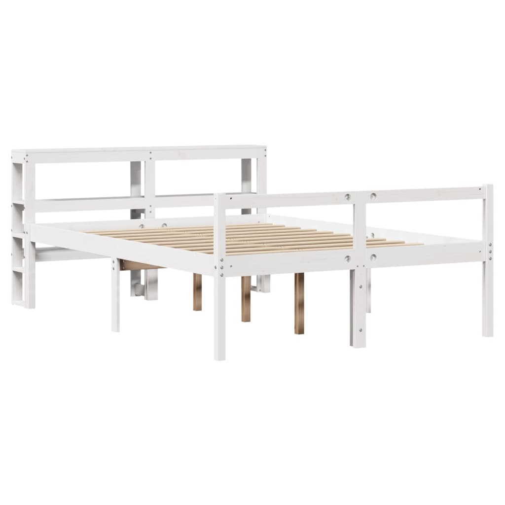 Seniorseng med hodegavl hvit 120x200 cm heltre furu