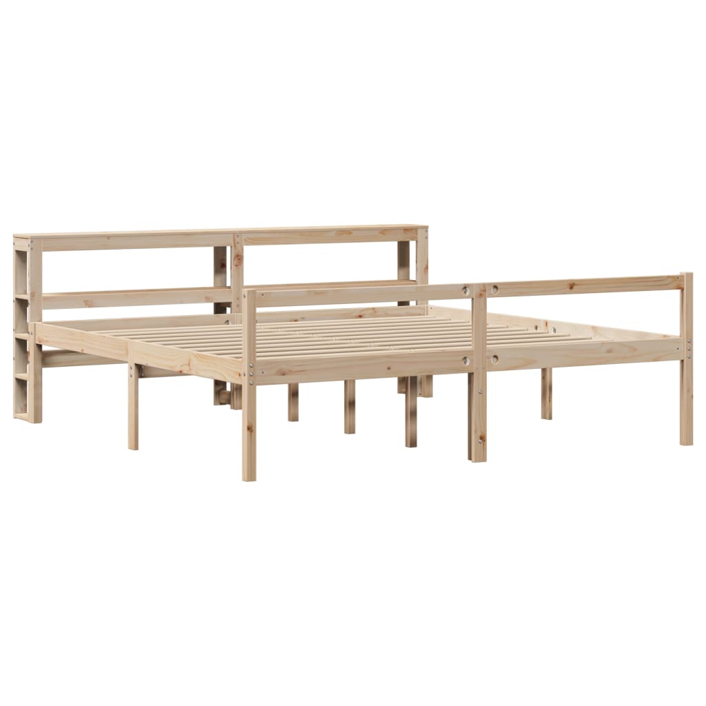 Seniorseng med hodegavl 200x200 cm heltre furu