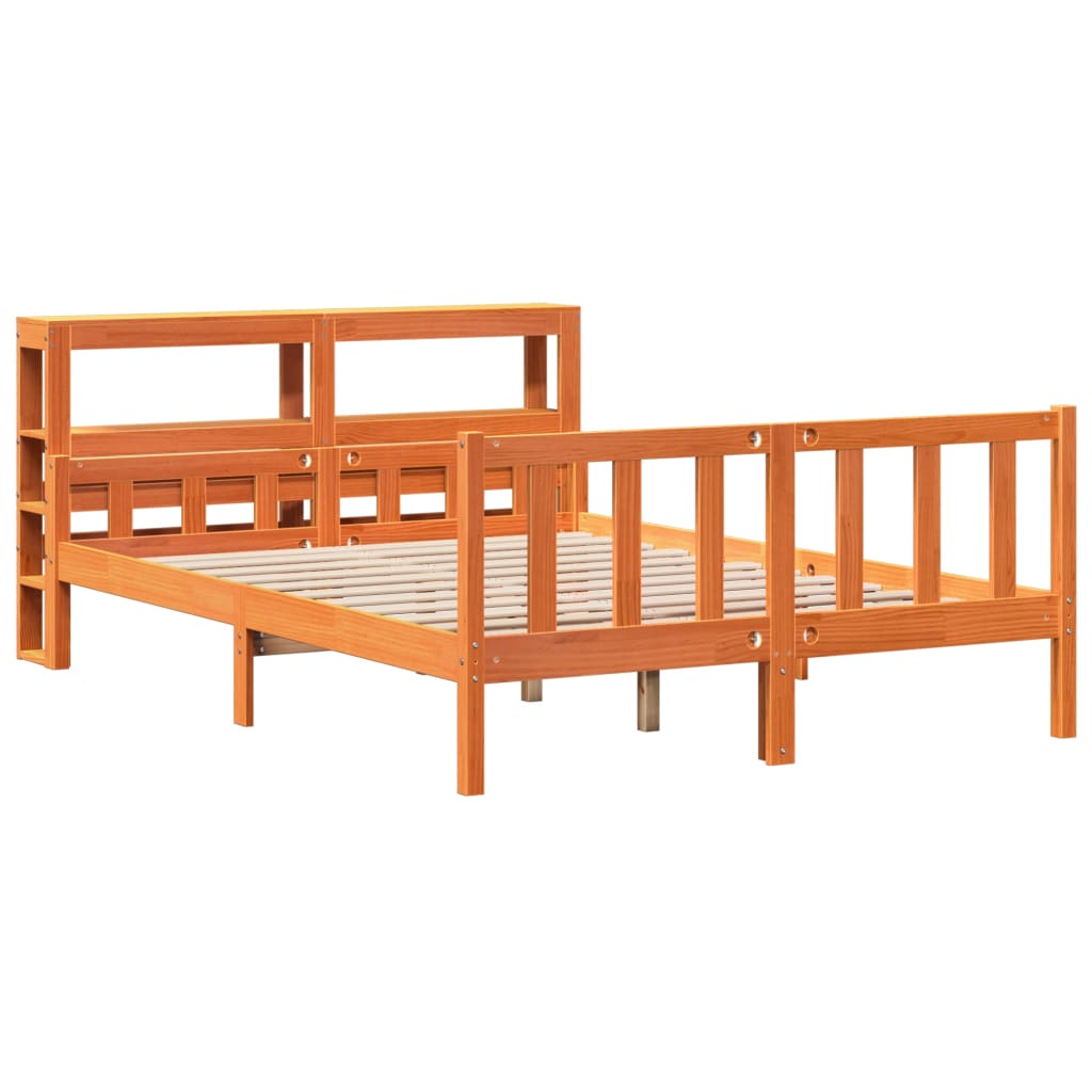Sengeramme med hodegavl voksbrun 160x200 cm heltre furu