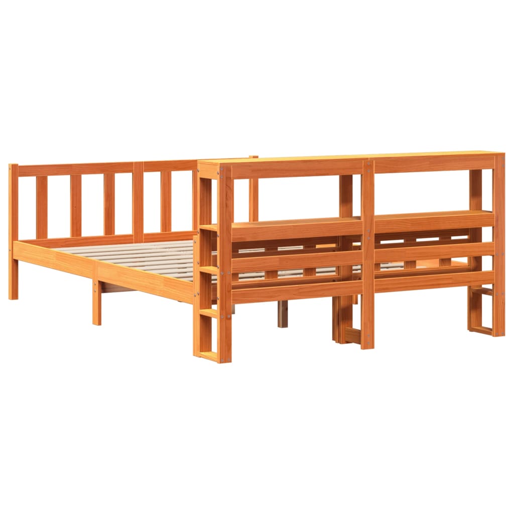 Sengeramme med hodegavl voksbrun 160x200 cm heltre furu