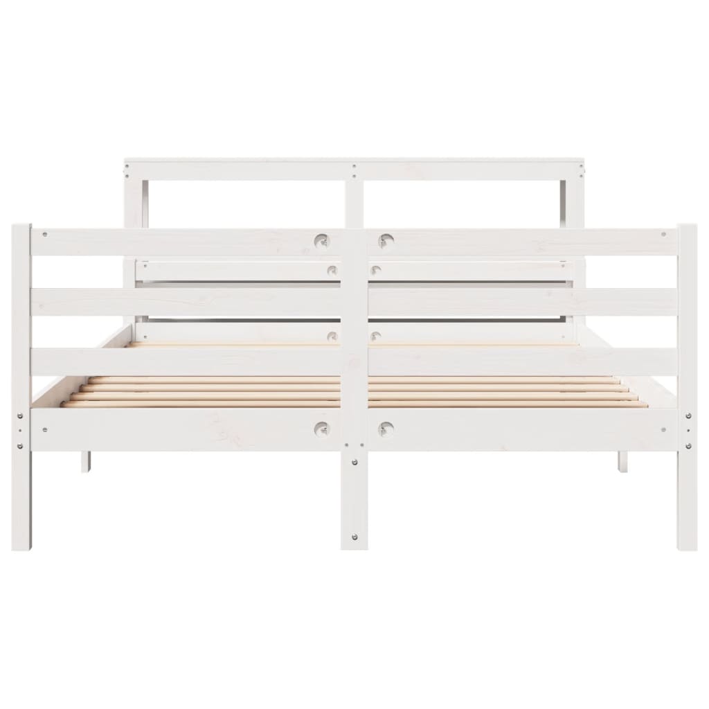 Sengeramme med hodegavl hvit 150x200 cm heltre furu