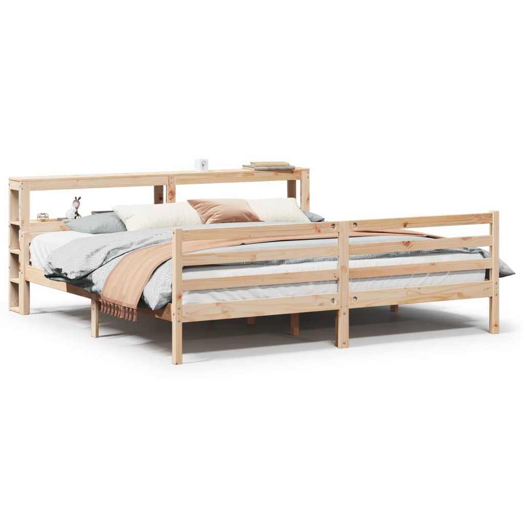 Sengeramme med hodegavl 200x200 cm heltre furu
