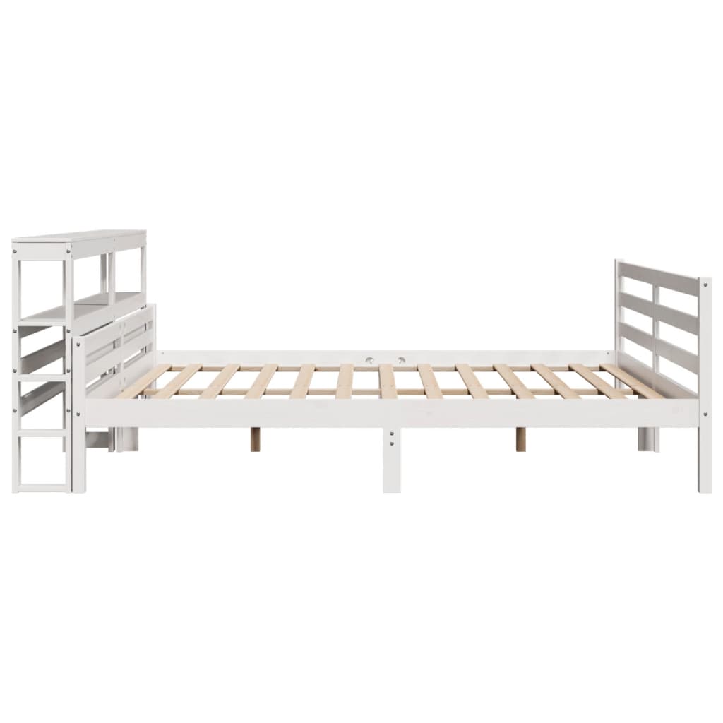 Sengeramme med hodegavl hvit 200x200 cm heltre furu