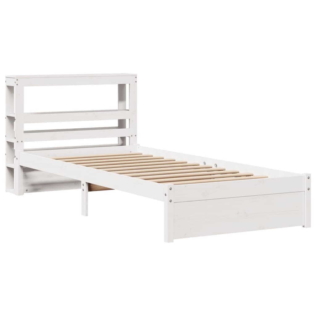 Sengeramme med hodegavl hvit 75x190 cm heltre furu