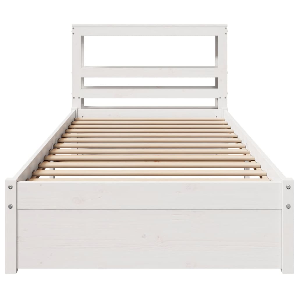 Sengeramme med hodegavl hvit 75x190 cm heltre furu