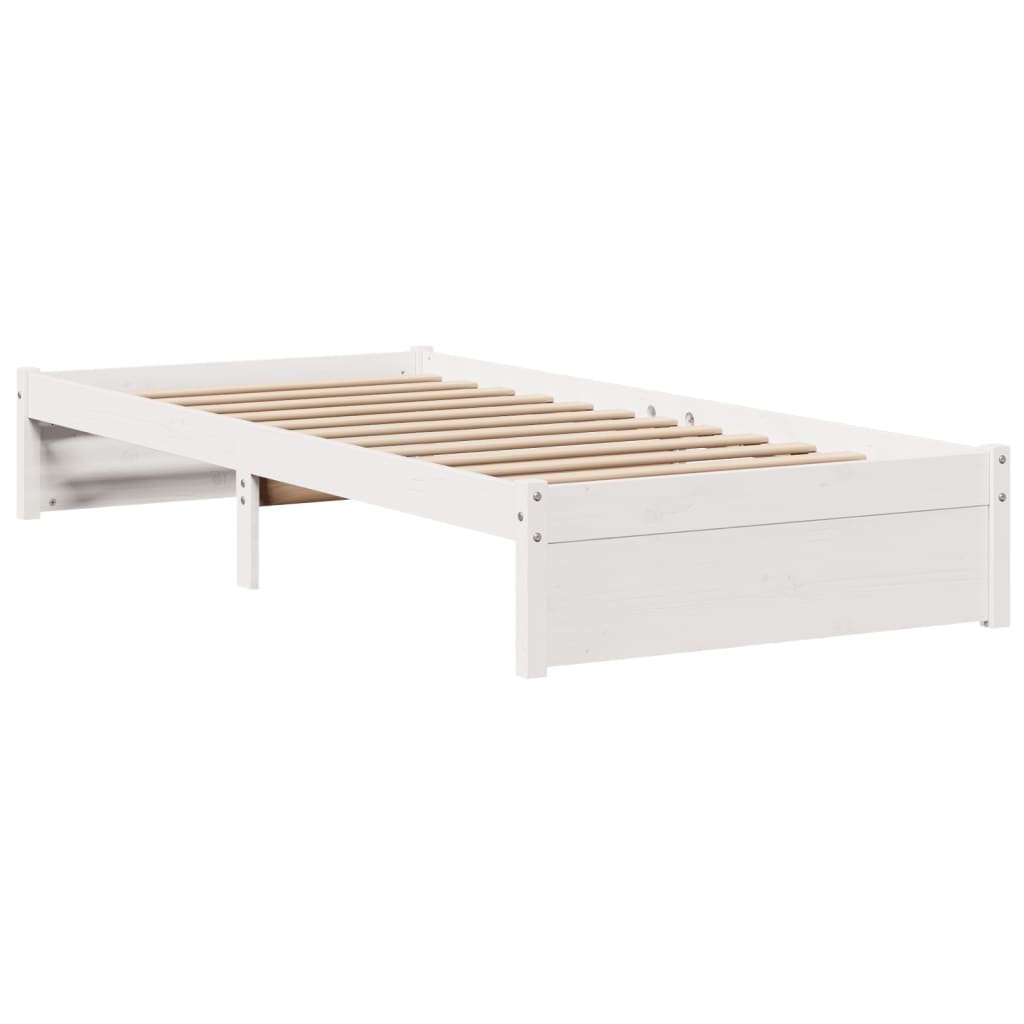 Sengeramme med hodegavl hvit 75x190 cm heltre furu