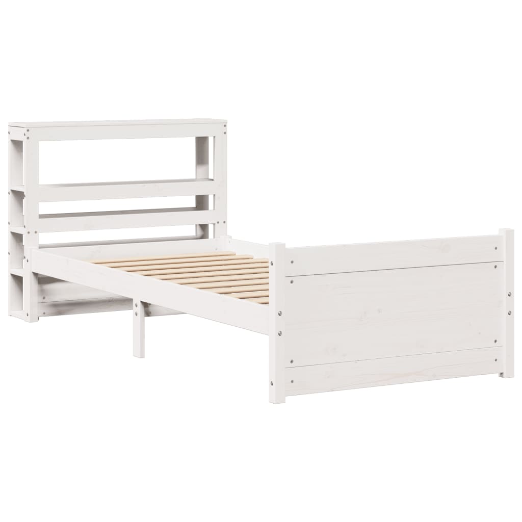 Sengeramme med hodegavl hvit 90x190 cm heltre furu